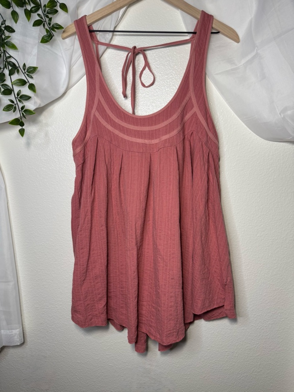 Free People New You Tank in Reef Oversize Boho Tie Back Ribbed Cottage Fairy